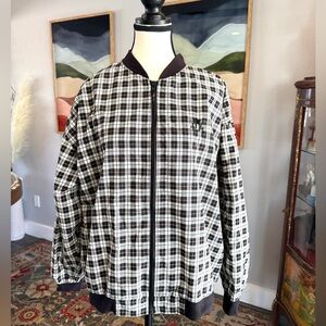 Vintage Izod Black and White Plaid Bomber Jacket